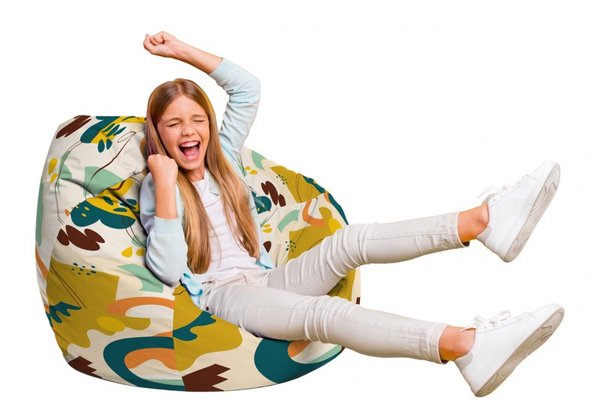 Fotoliu Puf Bean Bag tip Para L abstract jungle ocru