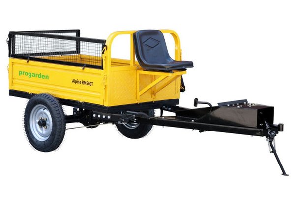 Remorca ProGARDEN Alpine RM500T, cu tractiune 500kg, cu obloane, 1 osie, prindere bolt pentru motocultor