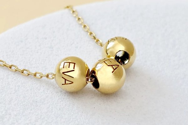 Colier Legaturi Pretioase - 3 bilute personalizate cu nume - Lantisor Forzatina- Argint 925 placat cu Aur Galben 18K
