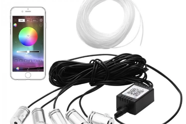 Kit 5 Benzi LED Lumini Ambientale auto RGB Control din Aplicatie Telefon 6 Metrii
