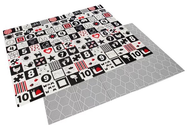 Covoras de joaca pliabil Bocioland Honeycomb 200 x 150 cm, cu protectie impotriva loviturilor si imprimeu dublu-fata