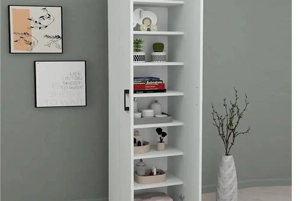 Dulap multifunctional cu 8 rafturi  culoare alb185x49x32 cm