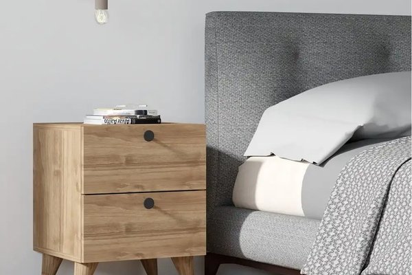 Noptiera Karen cu 2 sertare culoare nuc 55 cm