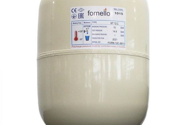 Vas expansiune solar Fornello 12 litri, vertical culoare ivory, presiune maxima 10 bar, membrana EPDM