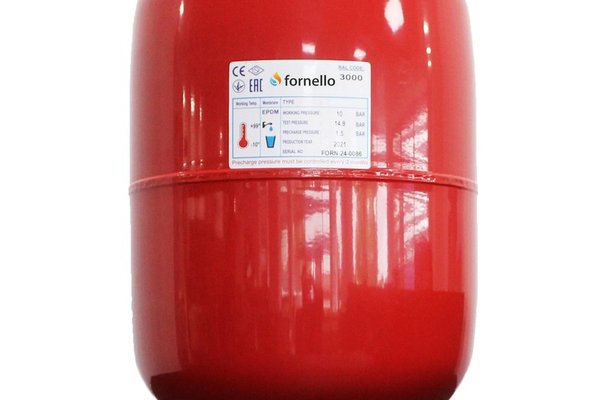 Vas de Expansiune Termic Fornello 18 Litri Vertical, Rosu, Presiune Maxima 10 Bar, Membrana EPDM