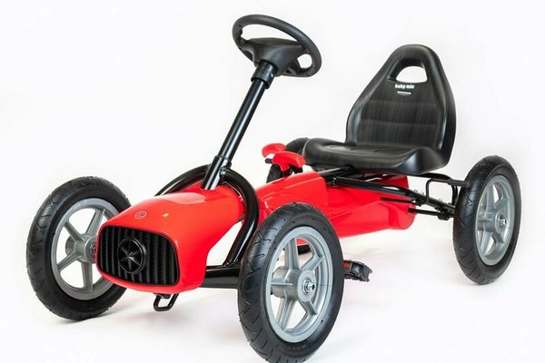 Kart cu pedale Baby Mix Go-Buggy pentru copii 5-8 ani, roti gonflabile, design ergonomic, culoare rosie