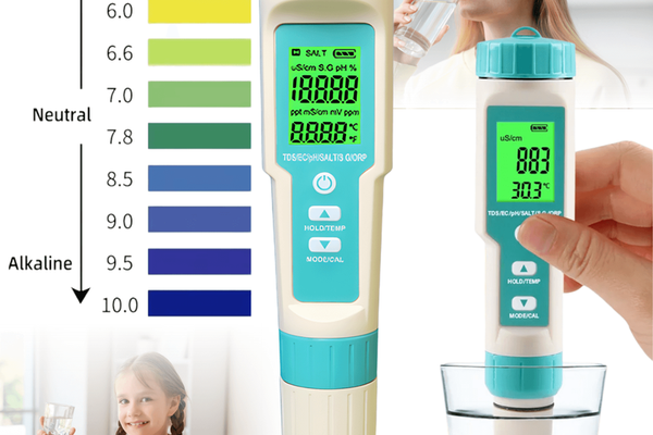 Detector de calitate a apei 7 in 1, Luxofia, afisaj LCD iluminat, calibrare automata, portabil