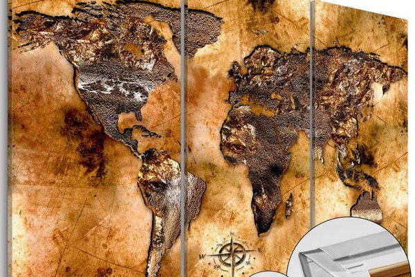 Tablou din plută - Shade of Gold [Cork Map] 120x80 cm