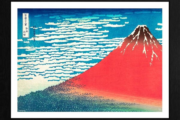 Poster cu Rama Hokusai - Red Fuji (30x40)