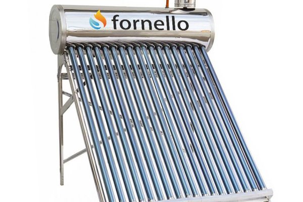 Panou solar nepresurizat Fornello pentru producere apa calda, cu rezervor inox 150 litri, 18 tuburi vidate si vas flotor 5 litri
