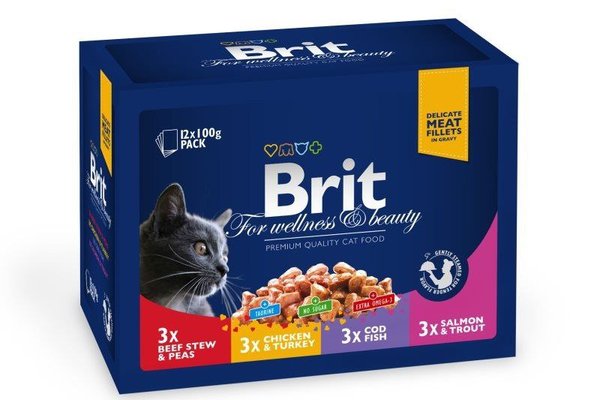 Brit Premium Cat plic Family Variety, 12 Plicuri x 100 g