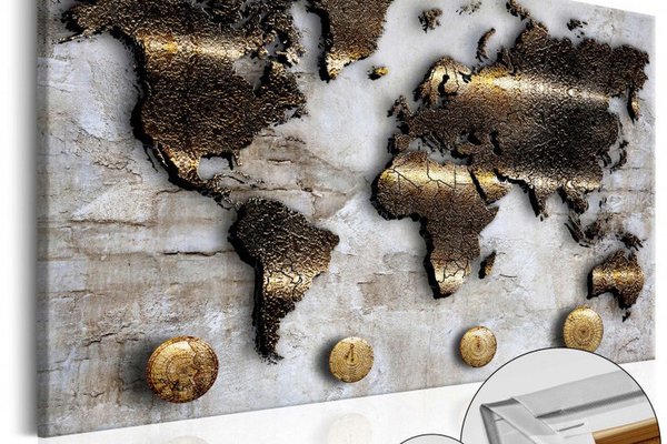 Tablou din plută - Golden Journey [Cork Map] 90x60 cm