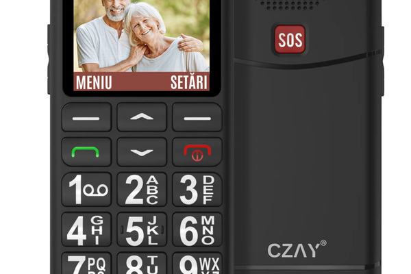 Telefon Mobil pentru Seniori CZAY®, Meniu Romana si Maghiara, Butoane Mari, Autonomie 7 Zile, Volum Mare, Buton SOS, 2G