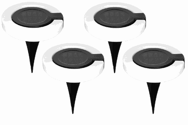 Set de 4 lampi solare rotunde cu LED alb pentru gradina