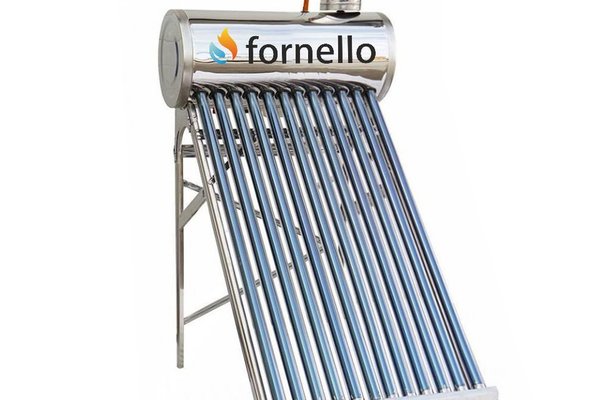Panou solar nepresurizat Fornello pentru producere apa calda, cu rezervor inox 100 litri, 12 tuburi vidate si vas flotor 5 litri