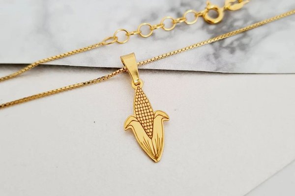 Lantisor It's Corn! din argint 925 placat cu aur galben 18K