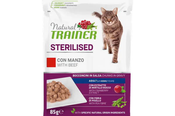 Hrana Umeda Pisici Sterilizate, Natural Trainer, Vita in Sos, 85 g