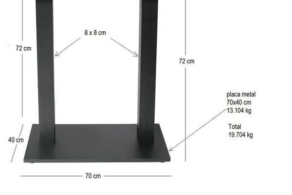 Picioare metalice pentru mese 120x70 cm, culoare neagra