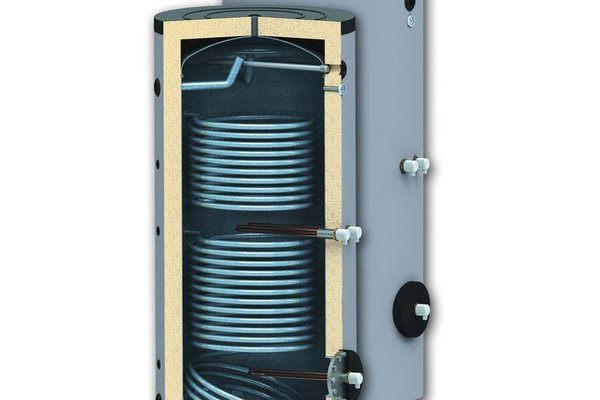 Boiler 300 litri cu 2 serpentine SUNSYSTEM SON 300, montaj pe sol, izolatie termica, manta de protectie , flansa de vizitare, emailat cu titan