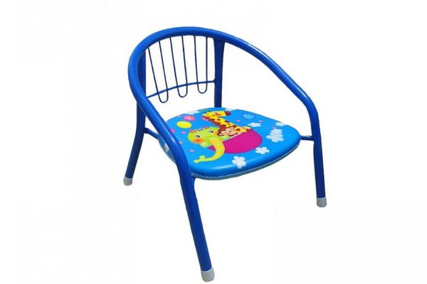 Scaun metalic pentru copii Novokids Little Chair Albastru, Sezut moale cu sunete, Interior si exterior, Dimensiuni 36x36x34 cm, Vopsea lucioasa