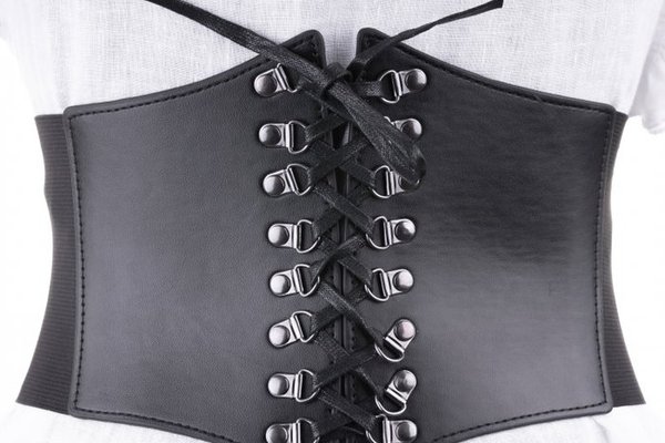 Centura corset din piele ecologica cu siret si detalii metalice