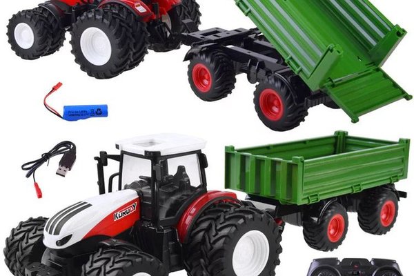 Tractor RC cu Telecomanda si Remorca - Verde
