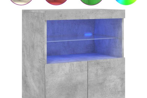 Servanta moderna cu lumini LED RGB, gri beton, 60x37x67 cm