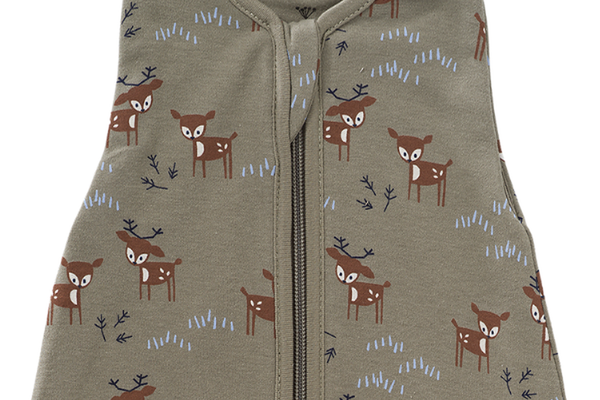 Sac de dormit cocon din bumbac organic 0-3 luni model Deer Olive