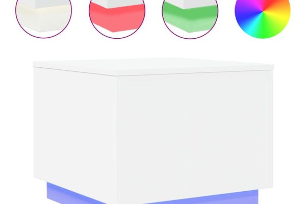 Masa de cafea LED, Alb, 50x50x40 cm - Moderna si Versatila