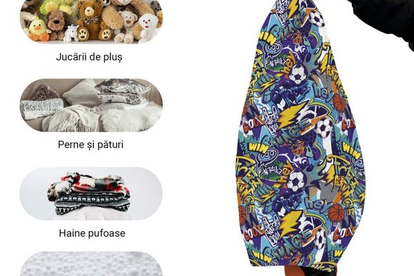 Husa fotoliu Puf Bean Bag tip Para XL fara umplutura Graffiti Sport