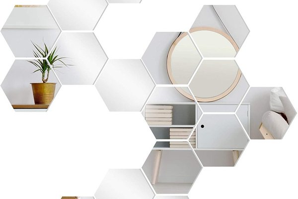 Set 10 Oglinzi Design Hexagon - Oglinzi Decorative Acrilice Cristal - Diamant - Fagure 10 bucati/set