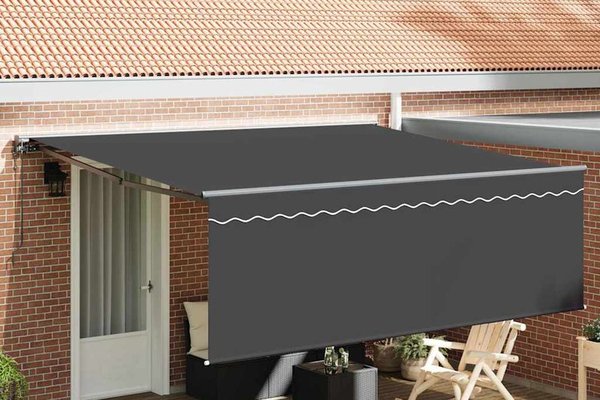 Cortina Retractabila Manuala Gri 400 x 300 cm din Aluminiu si Tesatura