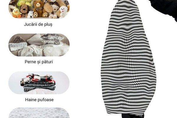 Husa fotoliu Puf Bean Bag tip Para L fara umplutura scandinavian black
