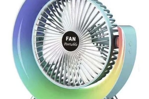 Ventilator de birou Andowl Q-FS800 cu iluminare LED RGB roz