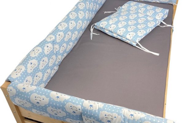 Set aparatori laterale Maxi pentru pat Montessori 140x200 cm Nori Zambareti albastru