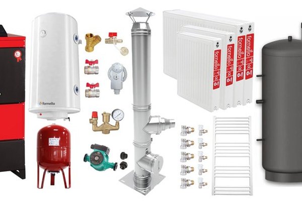 Pachet Centrala pe combustibil solid Fiama D2-25 Putere 29 kW, cu Ventilator si Automatizare, Puffer 800 litri, Cos inox, Radiatoare Otel, Boiler Termoelectric, Pompa, Vas Expansiune si Fitinguri