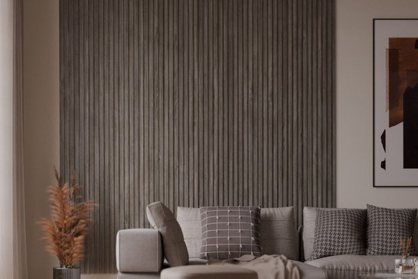 Panou riflaj decorativ AKRA, MDF, gri stejar, 1,2x15,8x280 cm
