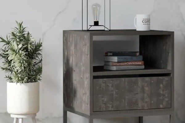 Noptiera Lida pentru dormitor,culoare antracit-60 cm