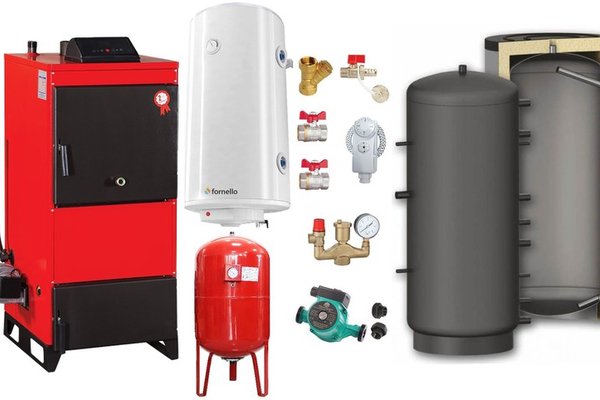 Centrala pe combustibil solid Fiama D2-60, 70 kW, cu Ventilator, Automatizare, Puffer 1000L, Boiler Termoelectric si Accesorii
