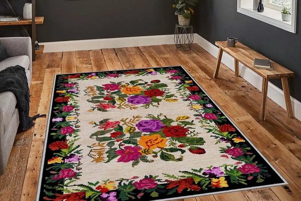 Covor Otto pentru living, model Flower, dimensiune 140 x 220 cm