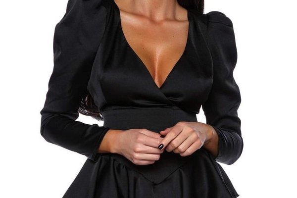 Rochie cu volane NEGRU
