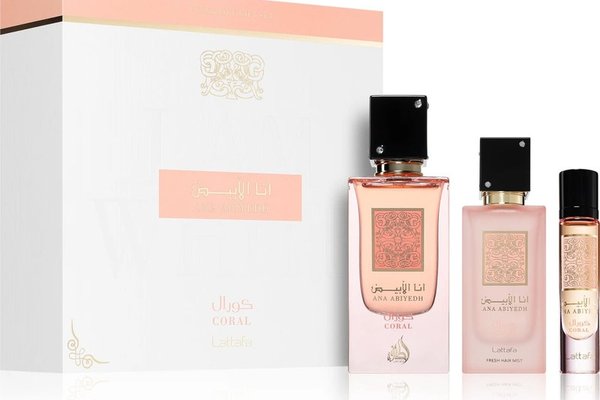 Set Cadou Lattafa Ana Abiyedh Coral - Parfum Unisex