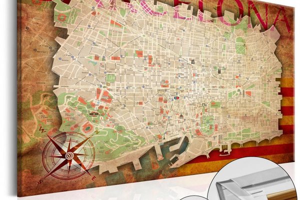 Tablou din plută - Map of Barcelona [Cork Map] 120x80 cm