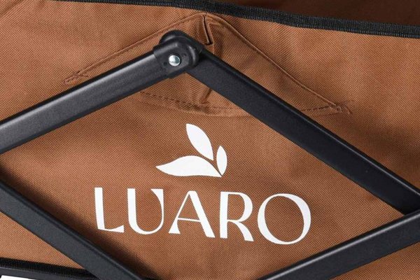 Carucior de transport universal 2 in 1 Ikonka Brown, model pliabil, cu maner reglabil, sasiu din otel rezistent, buzunare exterioare si Masuta de campare inclusa