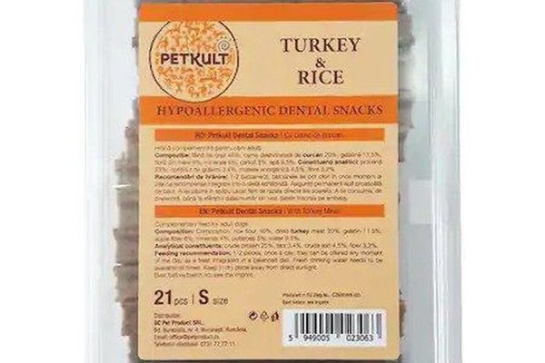 Petkult Hypoallergenic Dental Snacks, Curcan si Orez, 21 buc