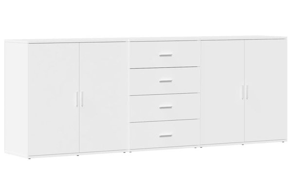 Set de 3 servante albe din lemn prelucrat, cu spatiu amplu de depozitare