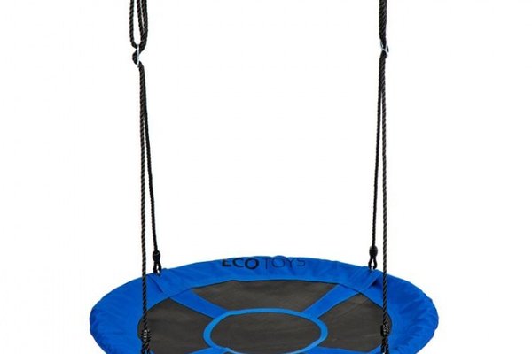 Leagan pentru copii rotund tip cuib de barza suspendat 100 cm Ecotoys MIR6001 albastru