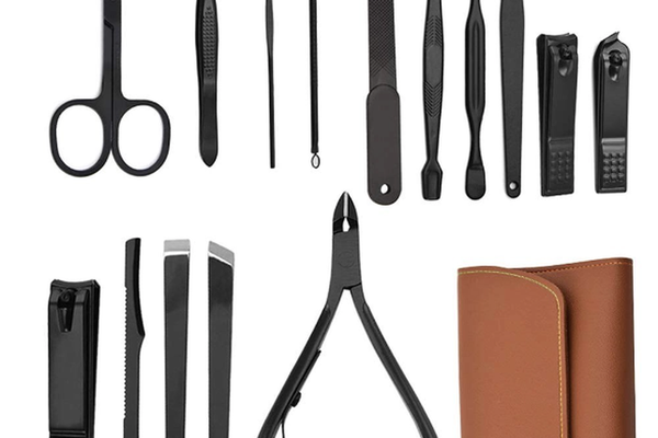 Set 16 piese MANICHIURA profesionala otel negru mat BASE