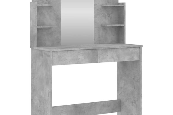 Masa de toaleta gri beton cu oglinda, dimensiuni 96x39x142 cm