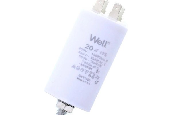 Condensator pornire motor 400V 20uF cu pin, Well